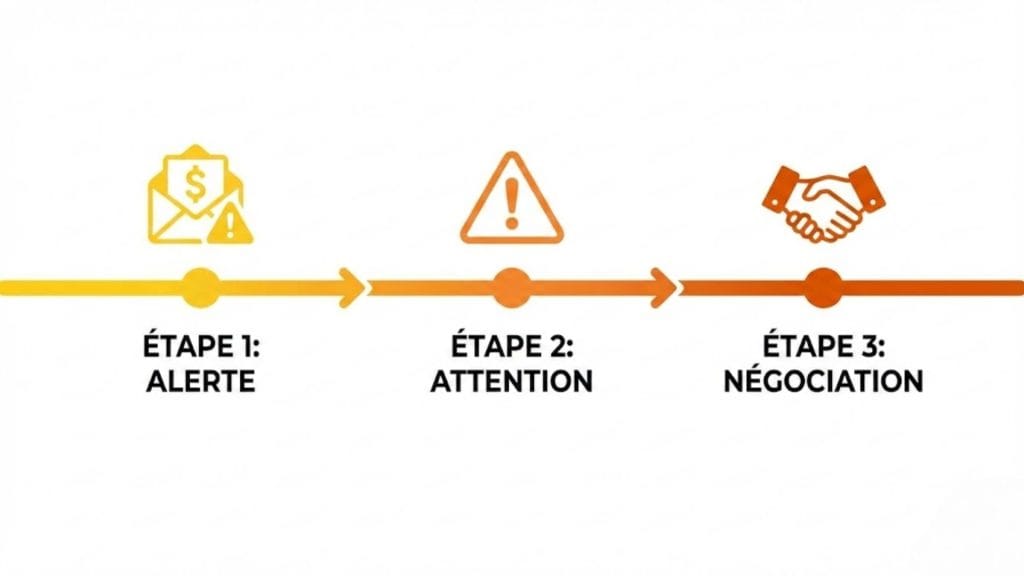 Infographie chronologie risques découvert bancaire 30 jours 60 jours et 90 jours